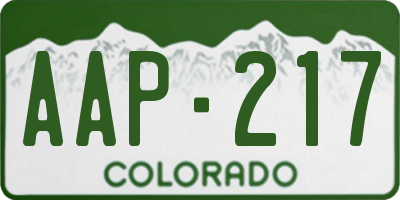 CO license plate AAP217