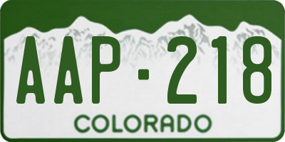 CO license plate AAP218