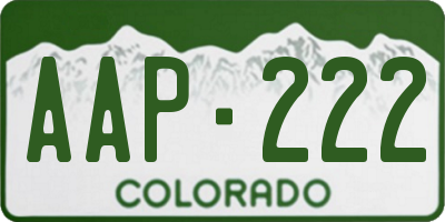 CO license plate AAP222