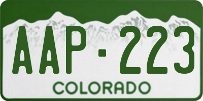 CO license plate AAP223
