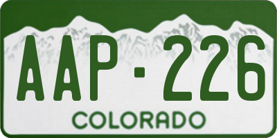 CO license plate AAP226