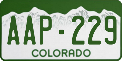 CO license plate AAP229