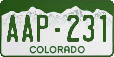 CO license plate AAP231
