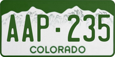 CO license plate AAP235