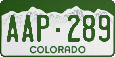 CO license plate AAP289