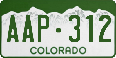 CO license plate AAP312