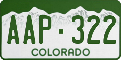 CO license plate AAP322