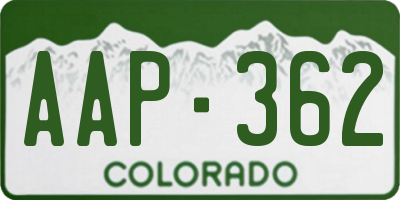 CO license plate AAP362