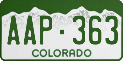 CO license plate AAP363