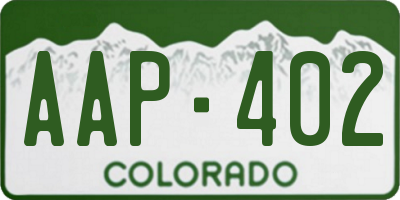 CO license plate AAP402