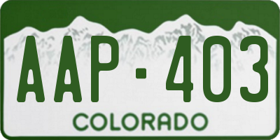 CO license plate AAP403