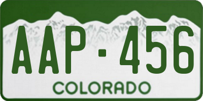 CO license plate AAP456