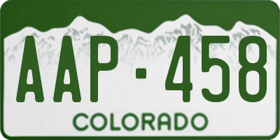 CO license plate AAP458