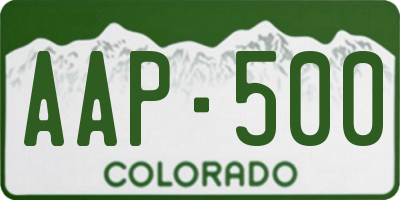 CO license plate AAP500