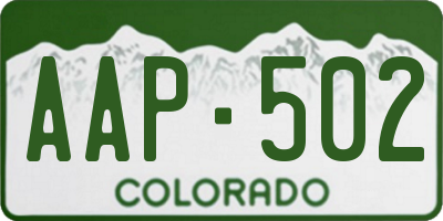 CO license plate AAP502