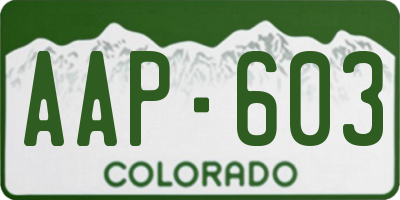 CO license plate AAP603