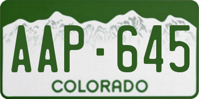 CO license plate AAP645