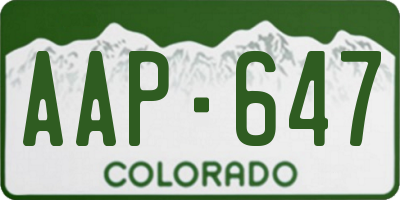 CO license plate AAP647