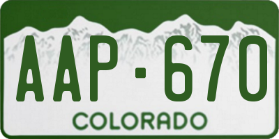 CO license plate AAP670