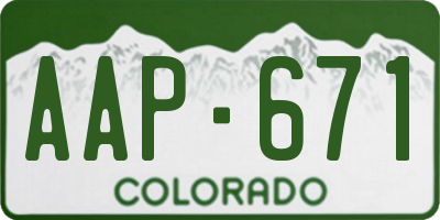CO license plate AAP671