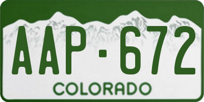 CO license plate AAP672
