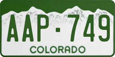 CO license plate AAP749