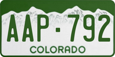 CO license plate AAP792