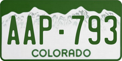 CO license plate AAP793