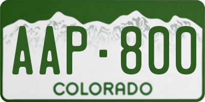 CO license plate AAP800