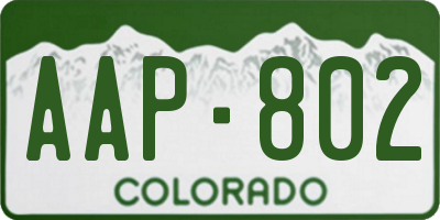 CO license plate AAP802
