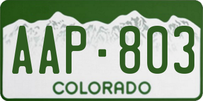 CO license plate AAP803