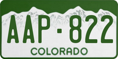CO license plate AAP822