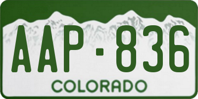 CO license plate AAP836