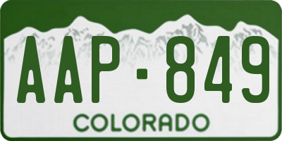 CO license plate AAP849