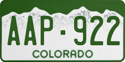 CO license plate AAP922