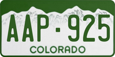 CO license plate AAP925