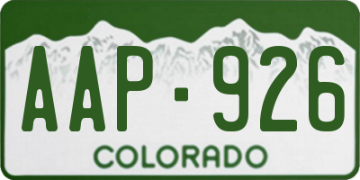 CO license plate AAP926