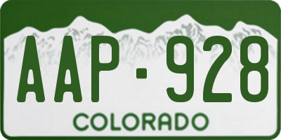 CO license plate AAP928