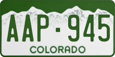 CO license plate AAP945