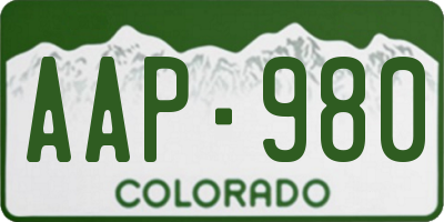 CO license plate AAP980