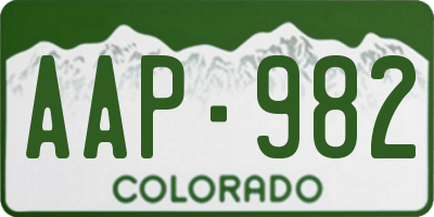 CO license plate AAP982