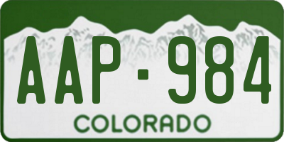 CO license plate AAP984