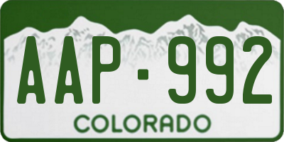 CO license plate AAP992