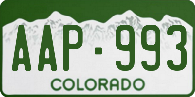 CO license plate AAP993