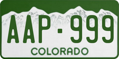 CO license plate AAP999