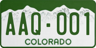 CO license plate AAQ001