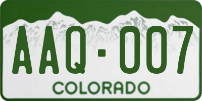 CO license plate AAQ007