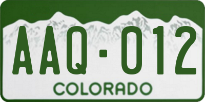 CO license plate AAQ012