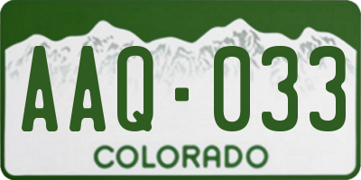 CO license plate AAQ033
