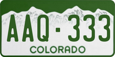 CO license plate AAQ333